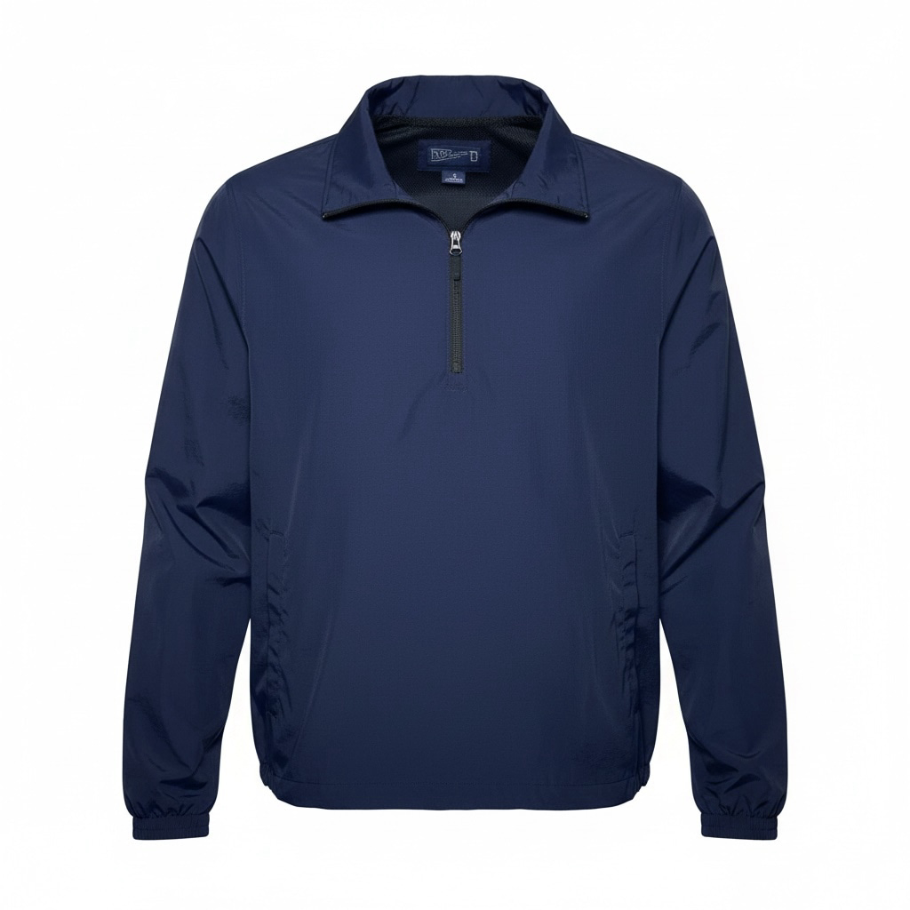 Euc Lands End Quarter Zip Water-Resistant Windbreaker Blue Jacket Large (42-44)